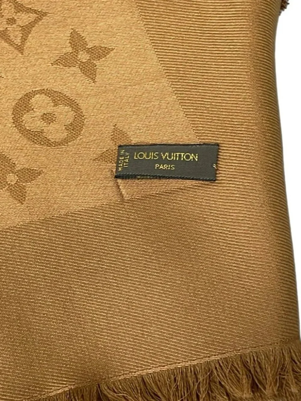 LOUIS VUITTON Brown Scarf Silk Wool